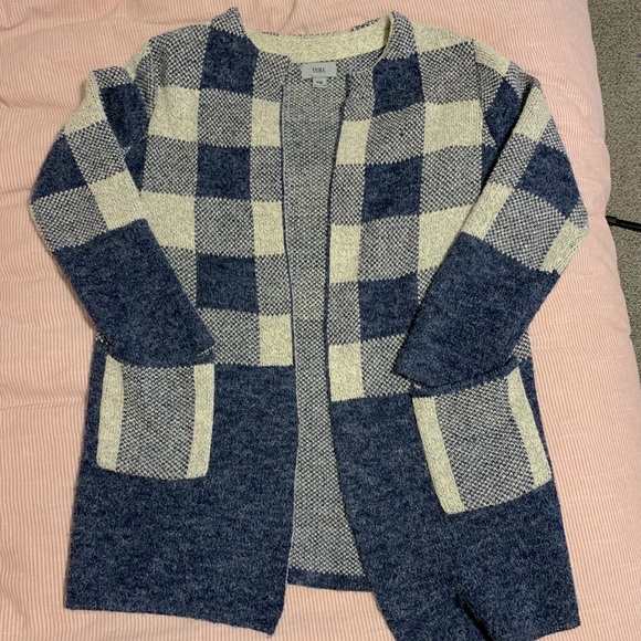 Cozy Blue Checkered Yaira Cardigan - Picture 1 of 4